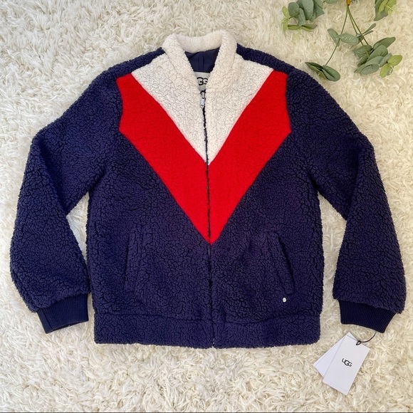 UGG Jackets & Blazers - NWT UGG navy Annalise zip up teddy jacket